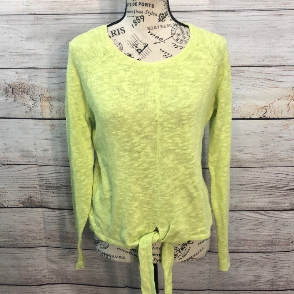 Project Sweater Front Tie Neon Linen Cotton Summer Size Small